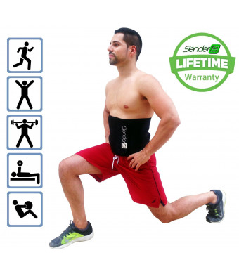 Slender 8 Waist Trimmer Slimmer Belt - LARGE EDITION - For Men and Women - Lower Back Support - Improve Fitness - Boost Workout Benefits - Target Abdominal - Weight Loss - Lifetime Warranty