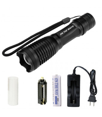 ON THEWAY On The Way 2000 Lumen Expedition Handheld Flashlight Led With Battery Charger, 18650 2800mAh Recha