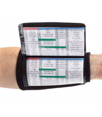 WristCoaches QB Wrist Coach - Playbook Wristband (Adult - Black) - Heavy Duty Football Wristbands for Men with Three Playsheet Compartments - Perfect for Flag Football and Tackle Football