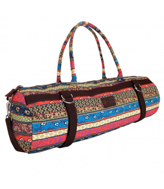 Kindfolk Yoga Mat Bag Carrier Patterned Canvas with Exterior Pocket and Zipper