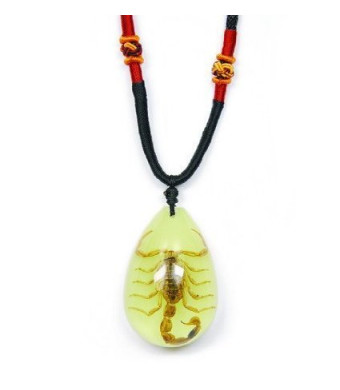 REALBUG Gold Scorpion Necklace, Glow in the Dark, Large