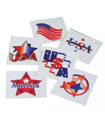 US Toy Lot Of 144 Patriotic American Flag Theme Patriotic Temporary Tattoos - 1.5"