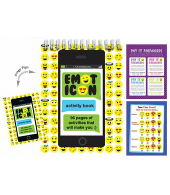 iscream 'Emoticons' 96-page Emoji Activity Book with Picture Changing Cover