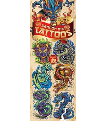 Dragon Ink Temporary Tattoos, 10 sheets of Fantastic Dragon tattoos