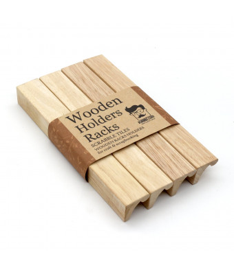 BSIRI Wooden Rack Holder Scrabble Tiles / Mah Jong Set of 4