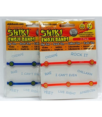 Shiki Emoji Bands 2 Packages of 2 Bracelets (Set of 4 assorted styles and colors)