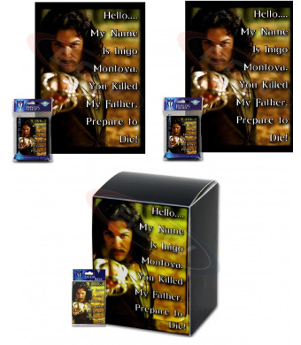 100 INIGO MONTOYA Deck Protectors + Deck BOX COMBO Max Protect GLOSS Sleeves 2-Packs - Standard Magic the Gathering Size "Hello, my name is Inigo Montoya. You killed my father. Prepare to die!"