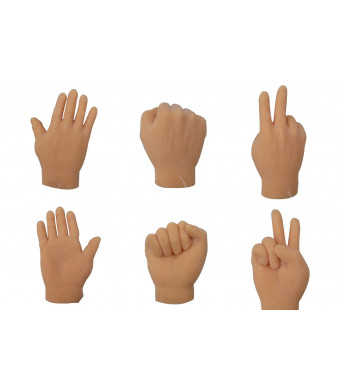 The Gags-Finger Hands Rock Paper Scissors-Game Set Of 6 Hands-2 Of Each Tiny Finger Hand