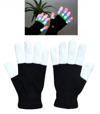 W-plus Flashing Finger Lighting Gloves LED Colorful Rave Gloves 7 Colors Light Show, Light-up Toys, Christmas Gift
