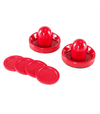 Super Z Outlet Home Standard Light Weight Air Hockey Red Replacement Pucks and Slider Pusher Goalies for Game Tab