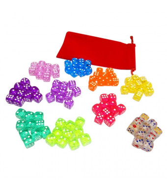 100 Translucent Colored Dice Set (Treasured Gems Collection) From Visual Elite Bringing Fun to a Game or Learning Math. Bonus Offer Free Dice Bag Included!