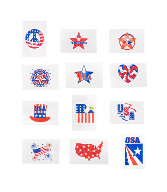 Super Z Outlet 1.5" Patriotic American Flag Colorful Theme Washable Temporary Tattoos for Children and Adults, F