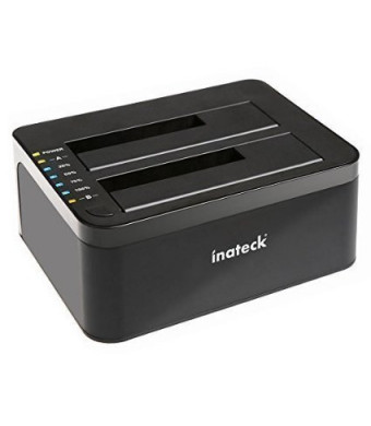 Inateck USB 3.0 to SATA Dual-Bay USB 3.0 Hard Drive Docking Station with Offline Clone Function for 2.5 Inch and 3.5 Inch HDD SSD SATA (SATA I/ II/ III) Support 2x 8TB and UASP, Tool-free