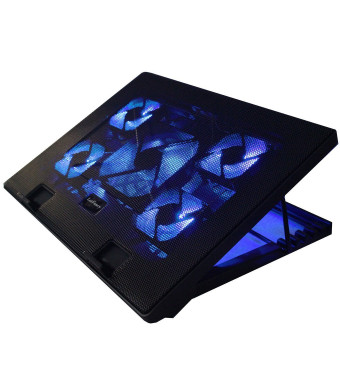 LotFancy 12R-2697-S Angle Adjustable Cooling Pad for 11-17'' Laptop, Cooler with Five Quiet Fans and LED Lights