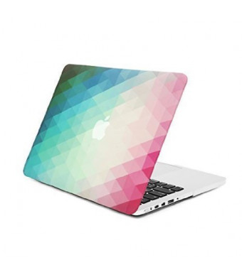 Unik Case Green/Pink Gradient Ombre Triangular Galore Graphic Ultra Slim Light Weight Matte Rubberized Hard Case Cover for Macbook Pro 13" 13-inch with Retina Display Model: A1425 and A1502