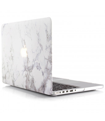 iDOO Matte Rubber Coated Soft Touch Plastic Hard Case for MacBook Air 13 inch Model A1369 and A1466 White Marble