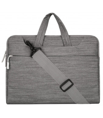 Mosiso Laptop Shoulder Briefcase Bag, Denim Fabric Sleeve Carry Case Handbag Cover for 14 Inch Notebook Computer Ultrabook, Gray