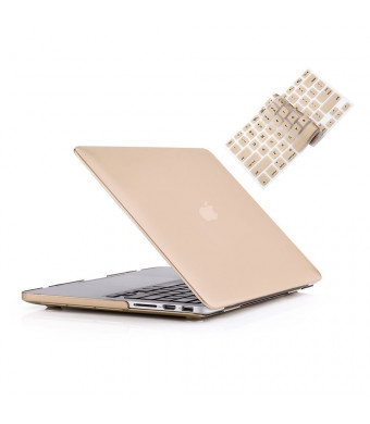 Ruban - Retina 15-inch 2 in 1 Soft-Touch Hard Case Cover and Keyboard Cover for Macbook Pro 15.4" with Retina Display Models: A1398 - GOLD