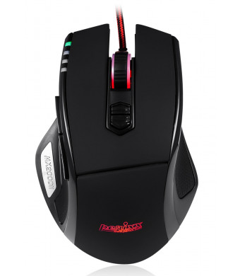 Perixx MX-2000 IIB, Programmable Gaming Laser Mouse - Black - 8 Programmable Button - Weight Tuning Cartridge - Avago 5600DPI ADNS-9500 Laser Sensor