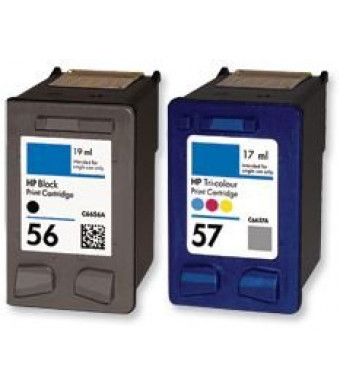 Unknown 2 PKS Reman Hp 57 Hp 56 C6656a Black C6657 Color Ink Cartridges for Hp56 Hp57