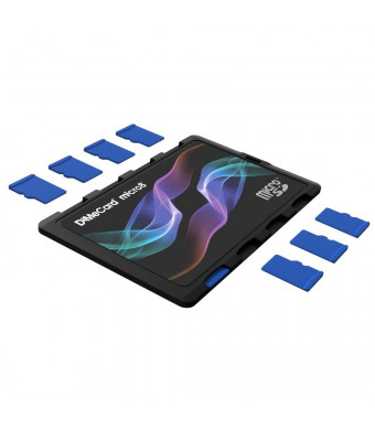 DiMeCard micro8 microSD Memory Card Holder - COLOR WAVE EDITION (Ultra thin credit card size holder, writable label)