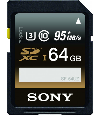 Sony 64GB High Performance Class 10 UHS-1/U3 SDXC up to 95MB/s Memory Card (SF64UZ/TQN)