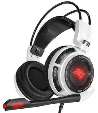 Sentey GS-4731 Virtual 7.1 USB DAC Arches with Vibration Intelligent 4d Extreme Bass Gaming Headphone with In-line Control - White