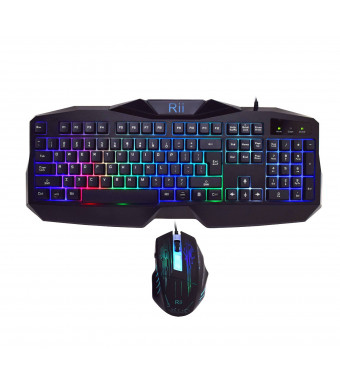 Rii RM400 LED Gaming Keyboard and Mouse Combo Bundle (7 Color Backlit) (rm400)