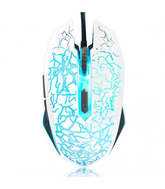 VersionTech White 2400 DPI Wired USB Optical Laser Comupter PC Laptop Mouse Mice 6 Programmable Buttons with 7 Color auto-changing shade LED Gaming Gamer Ergonomic Mouse - White Color