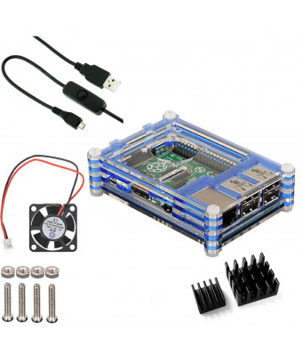 LOTW 4 in 1 Professional Kit for Raspberry Pi 3 and Raspberry Pi 2 and Raspberry Pi B+,blue Sliced 9 La