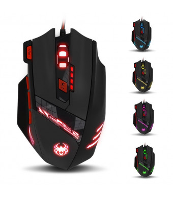 GranVela Zelotes T90 9200 DPI High Precision USB Wired Gaming Mouse,8 Buttons,Weight Tuning Set (Black)