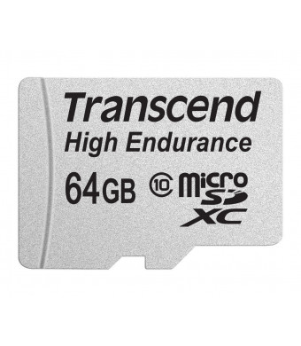 Transcend Information 64GB High Endurance microSD Card with Adapter (TS64GUSDXC10V)