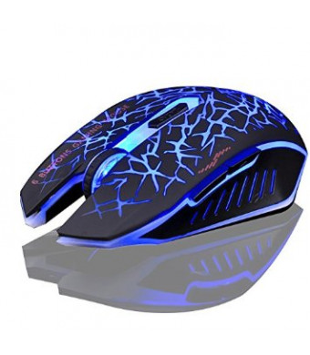TENMOS M6 Wireless Rechargeable Gaming Mouse USB Optical LED Silent Computer Mouse for Mac/Laptop/Notebook(blue)