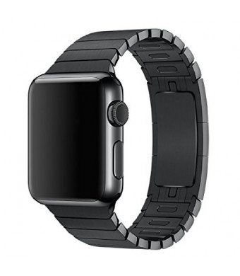 BRG Apple Watch Band, Link Bracelet Stainless Steel iWatch Band with Double Button Folding Clasp for Apple Watch Series 1 Series 2, 38mm - Black (Removable Link Directly by Hand without Any Tools)