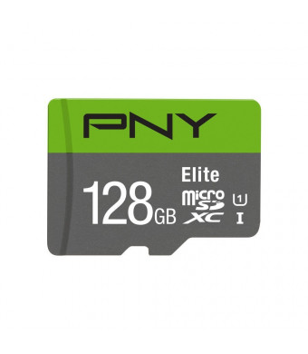 PNY Elite 128GB MicroSDXC Card with Adapter -UHS-I, U1, up to 85MB/Sec (P-SDU128U185EL-GE)