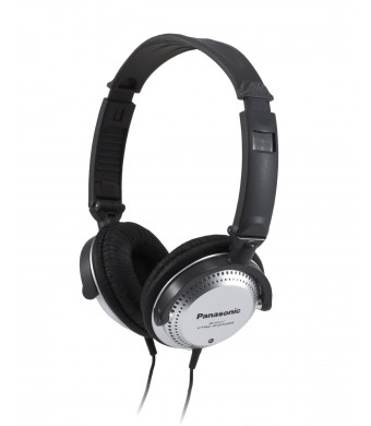 Panasonic Over-the-Ear Stereo Headphones RP-HT227 (Black and Silver) Integrated Volume Controller, Travel-Fold Design