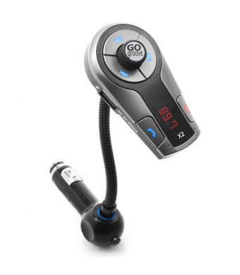 GOgroove FlexSMART X2 Bluetooth In-Car FM Transmitter with USB Charging , Multipoint , Music Controls and Hands-Free Calling - Works with Apple , Samsung , LG and More Smartphones , Tablets , MP3 Players