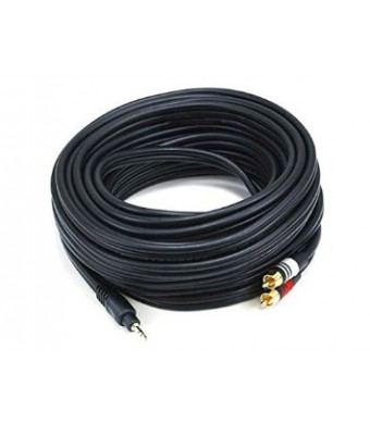 Monoprice 105602 35-Feet Premium Stereo Male to 2RCA Male 22AWG Cable - Black