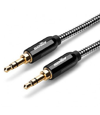 Sentey Black LS-6620 Audio Stereo Cable 3FT, 3.5mm Braided Stereo Aux Cable Audiophile Grade  Male