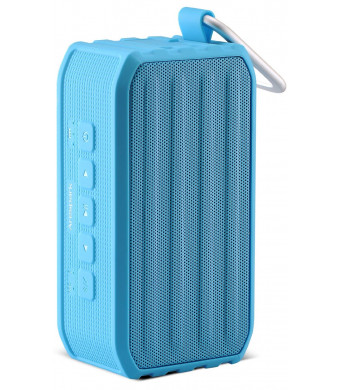 Arespark Outdoor Bluetooth 4.0 Speaker with 12 Hours Playtime, 7W Dual Stereo Bass Radiator, IPX4 Waterproof, NFC, SD/TF card Play, Blue