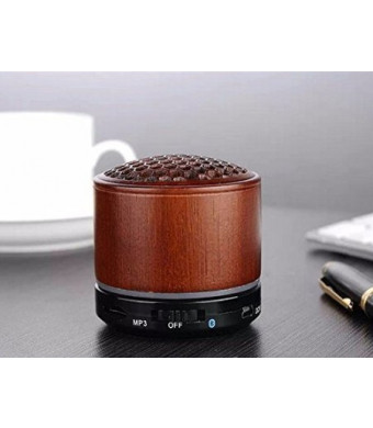 Deli Wood Wireless Mini Bluetooth Speaker - Portable 3D Stereo Music Sound Speaker with Super Bass Hifi Stereo Sub Boombox iPhone Hands-free Calls for USB Flash TF Card