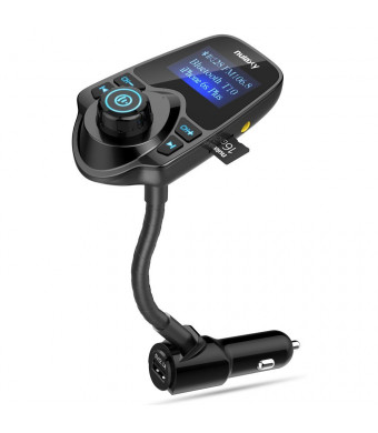 Nulaxy Wireless In-Car Bluetooth FM Transmitter Radio Adapter Car Kit with 1.44 Inch Display and USB Car Charger