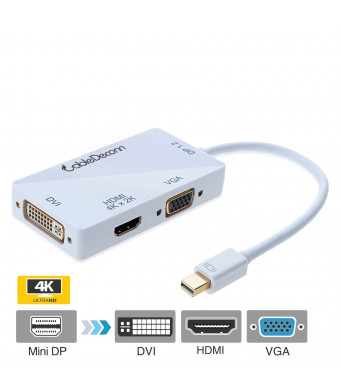 CableDeconn Mini DisplayPort Adapter, 3-in-1 Mini DisplayPort to DVI VGA HDMI TV HDTV Adapter Converter Full 4k X 2k Resolution
