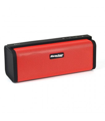 Reacher Portable Bluetooth Speaker with FM Radio, Power Bank, USB, Micro SD, 3.5 AUX (red)