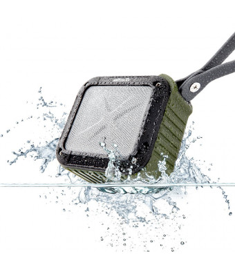 allimity Portable Bluetooth Speaker, Waterproof( IPX6), Shower, Outdoor, Kitchen With 12 Hours Play and 33FT Range-3.5mm Audio Cable, Compatible to All Bluetooth Devices(Army Green)