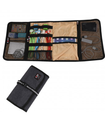 BUBM Universal Wrap Travel Gear Organizer / Electronics Accessories Bag / Battery Charger Case (Black)
