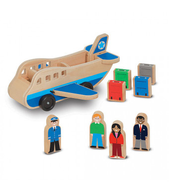 Melissa & Doug Wooden Airplane Play Set With 4 Play Figures and 4 Suitcases