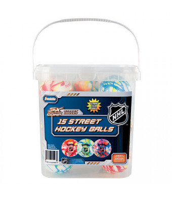 Franklin Sports NHL Street Hockey Ball Bucket - 15 Pieces