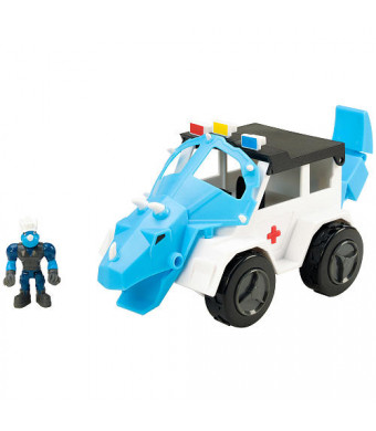 Educational Insights Dino Construction Company Rescue Crew - Turbo The Triceratops Police Suv