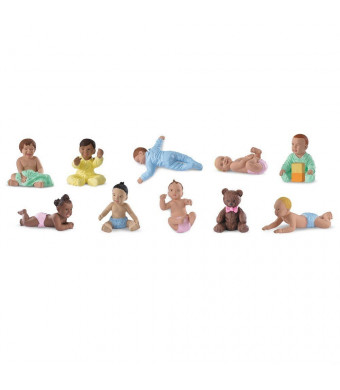 Safari Ltd Bundles of Babies TOOB Comes With a Classic Teddy Bear and 9 Different Babies in Active Poses Quality Construction, BPA Free For Ages 3 and Up
